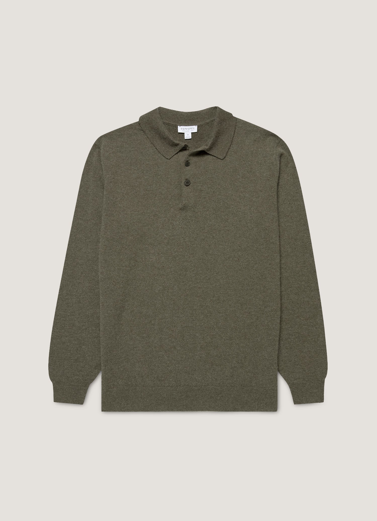Men's Cashmere Polo Shirt in Khaki | Sunspel