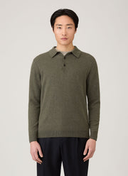 Men's Cashmere Polo Shirt in Khaki
