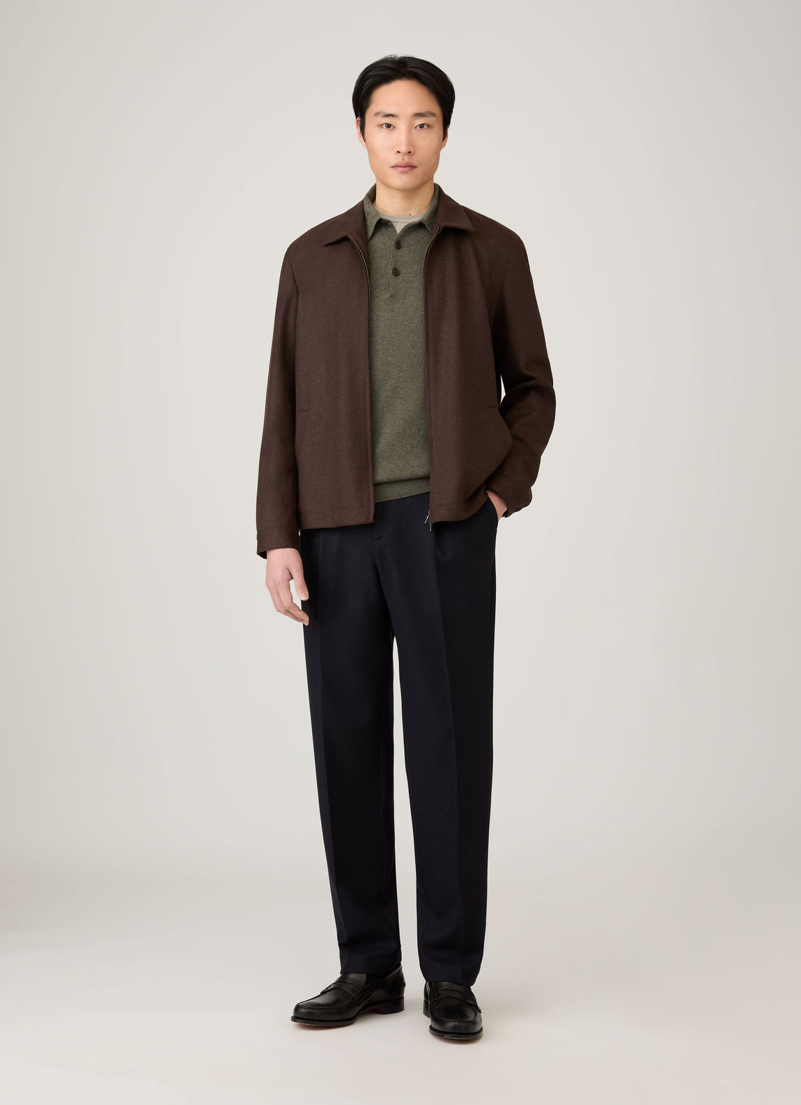 Men's Cashmere Polo Shirt in Khaki