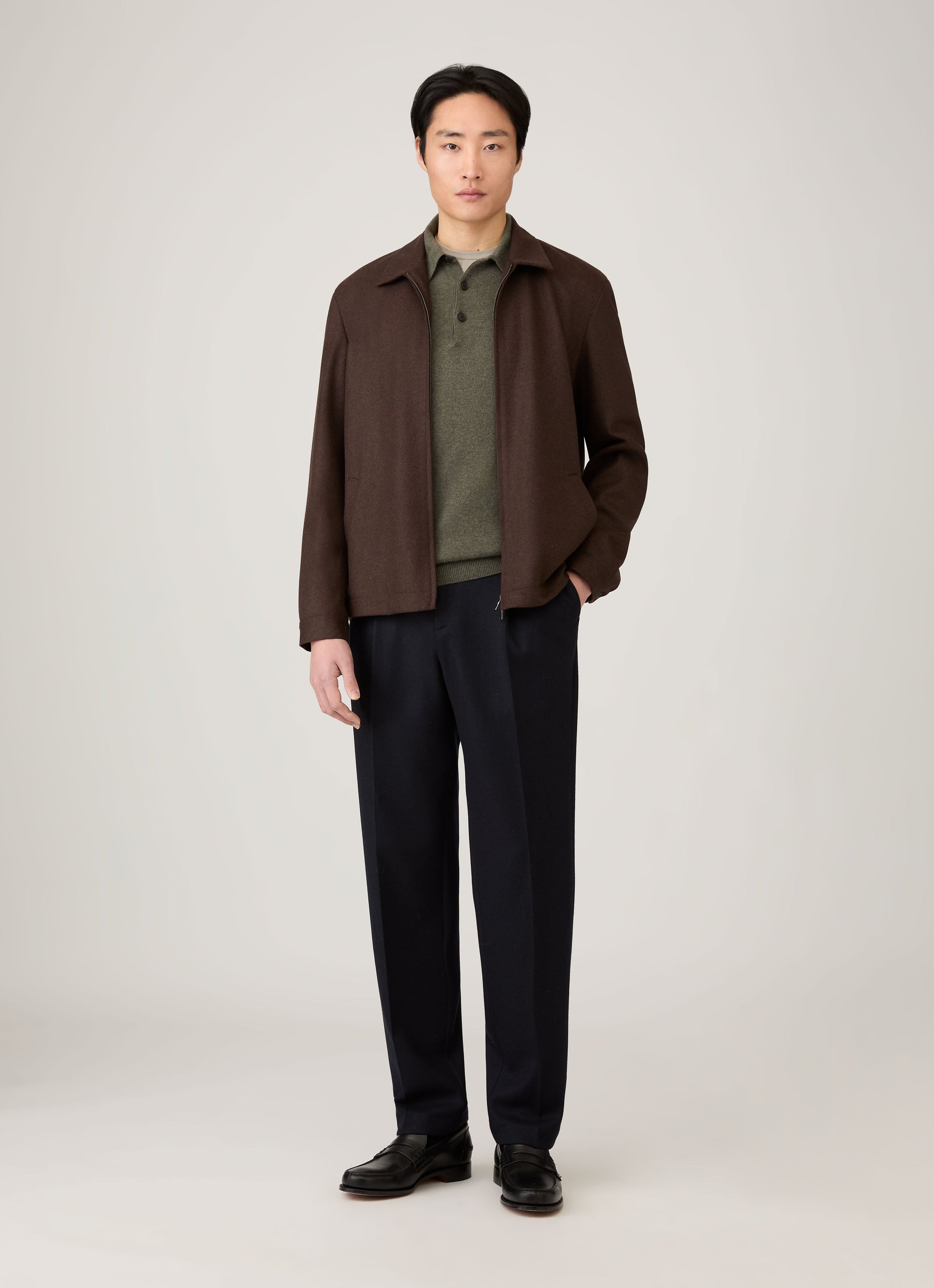 Men's Cashmere Polo Shirt in Khaki