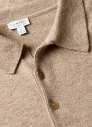 Men's Cashmere Polo Shirt in Oatmeal Melange