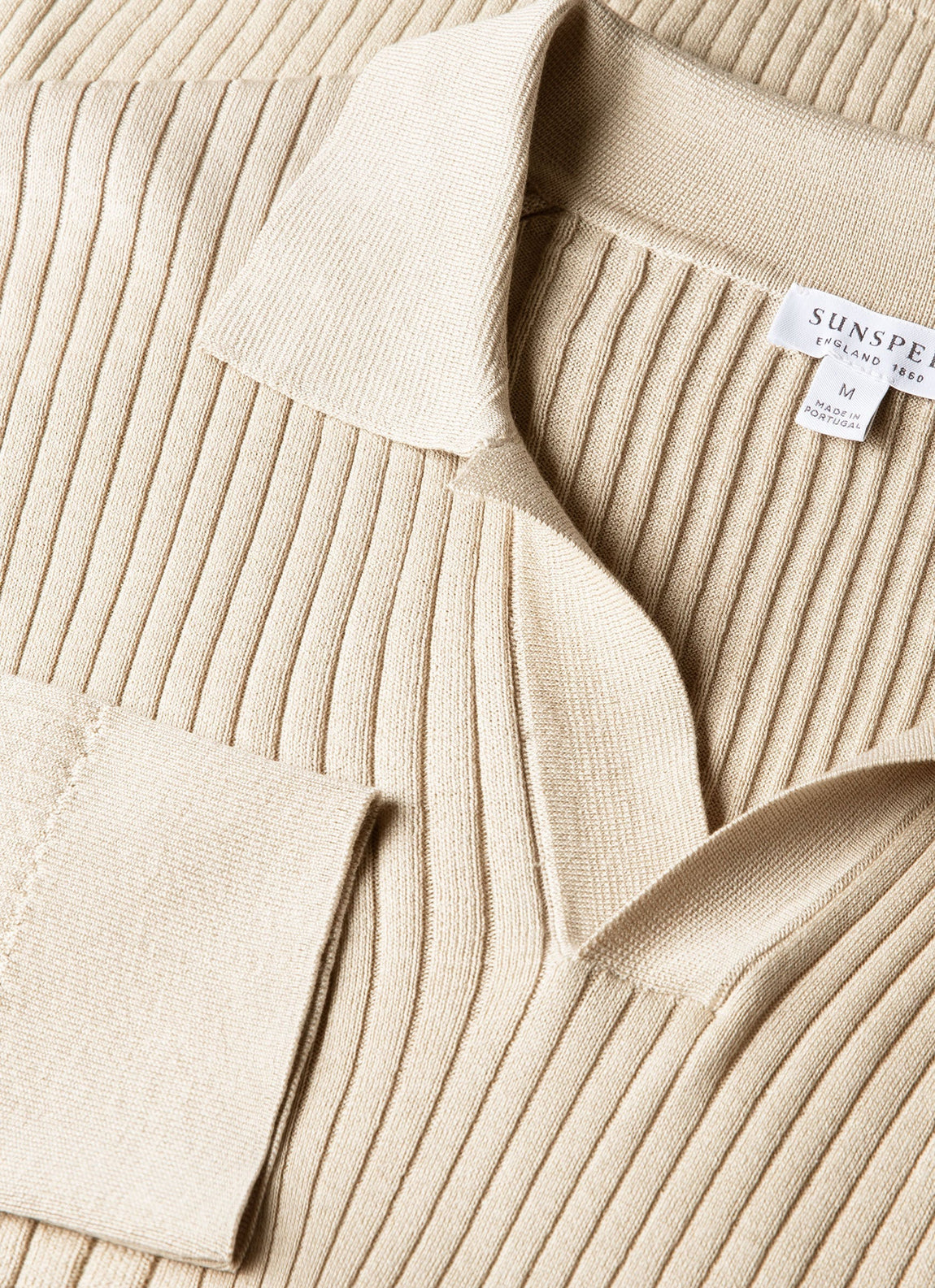 Men's Long Sleeve Fine Rib Silk Cotton Polo in Hazelwood