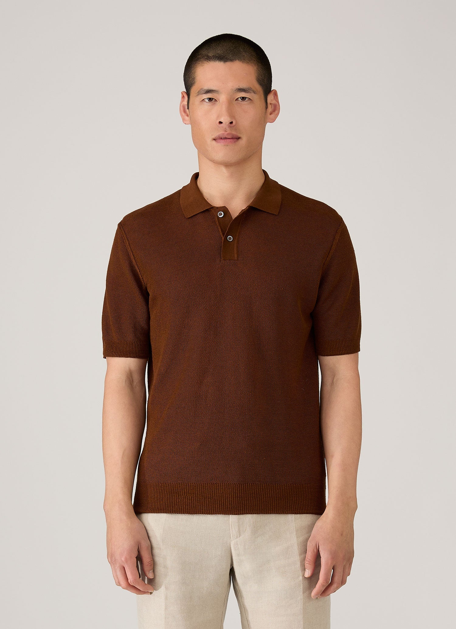 26SS ANCELLM L/S POLO BROWN サイズ2 FOOTBALL S/S POLO(BROWN) – ANCELLM