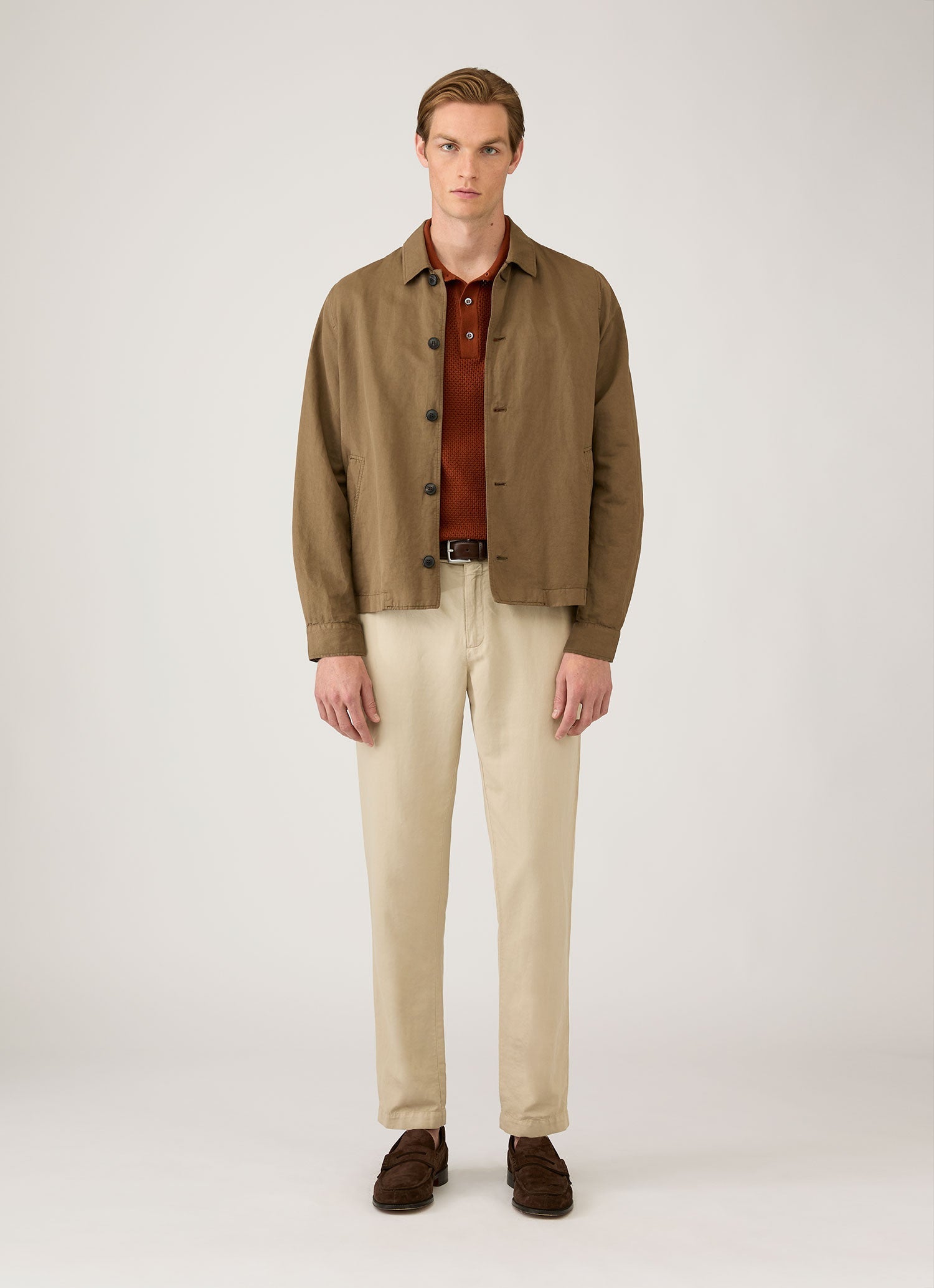 Men's Cotton Mesh Polo Shirt in Rust | Sunspel