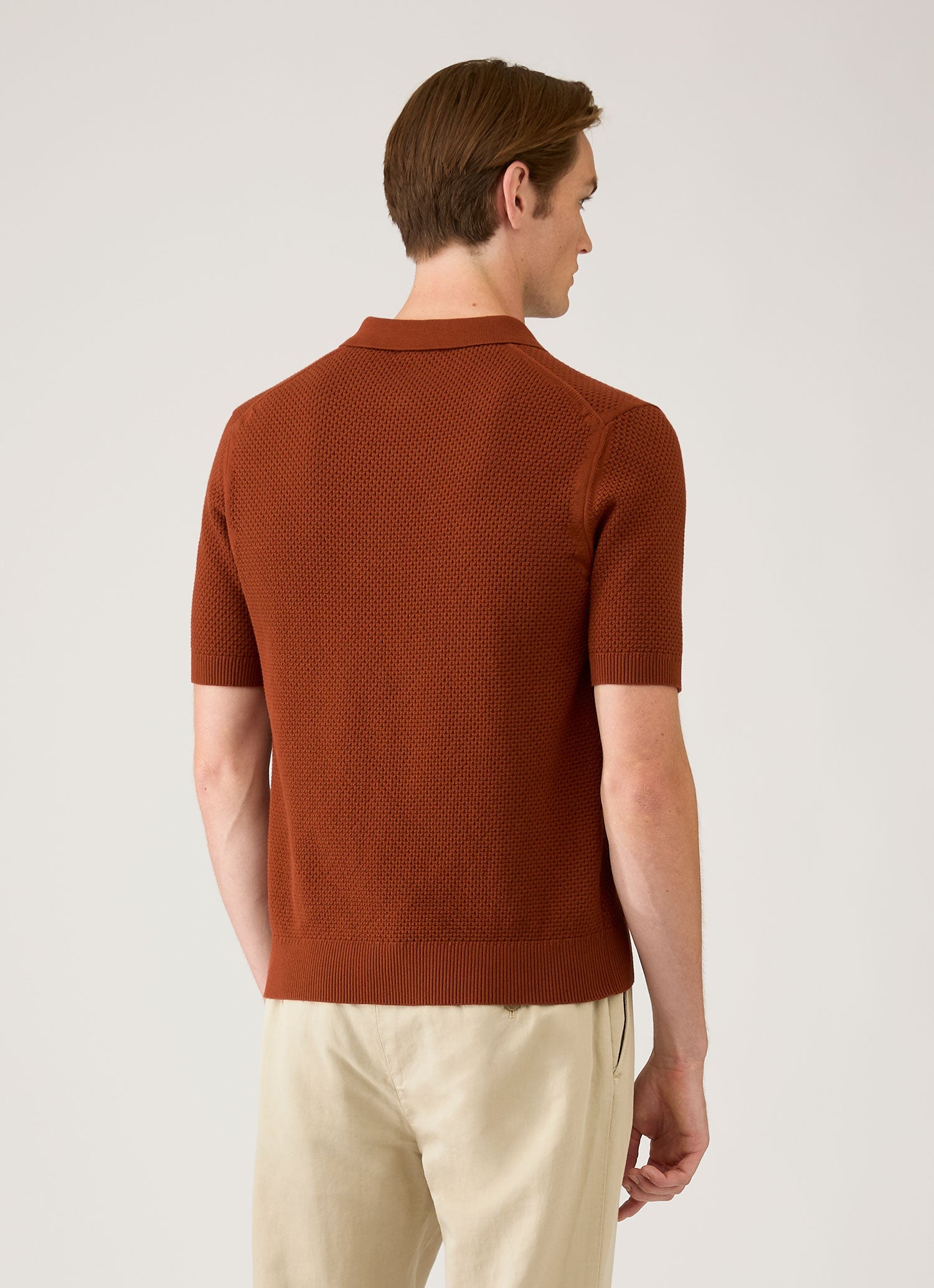 Men's Cotton Mesh Polo in Rust
