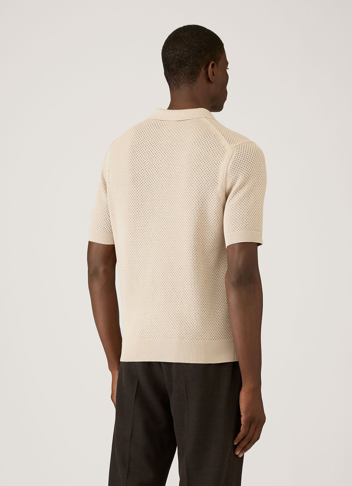 Men's Cotton Mesh Polo Shirt in Hazelwood | Sunspel