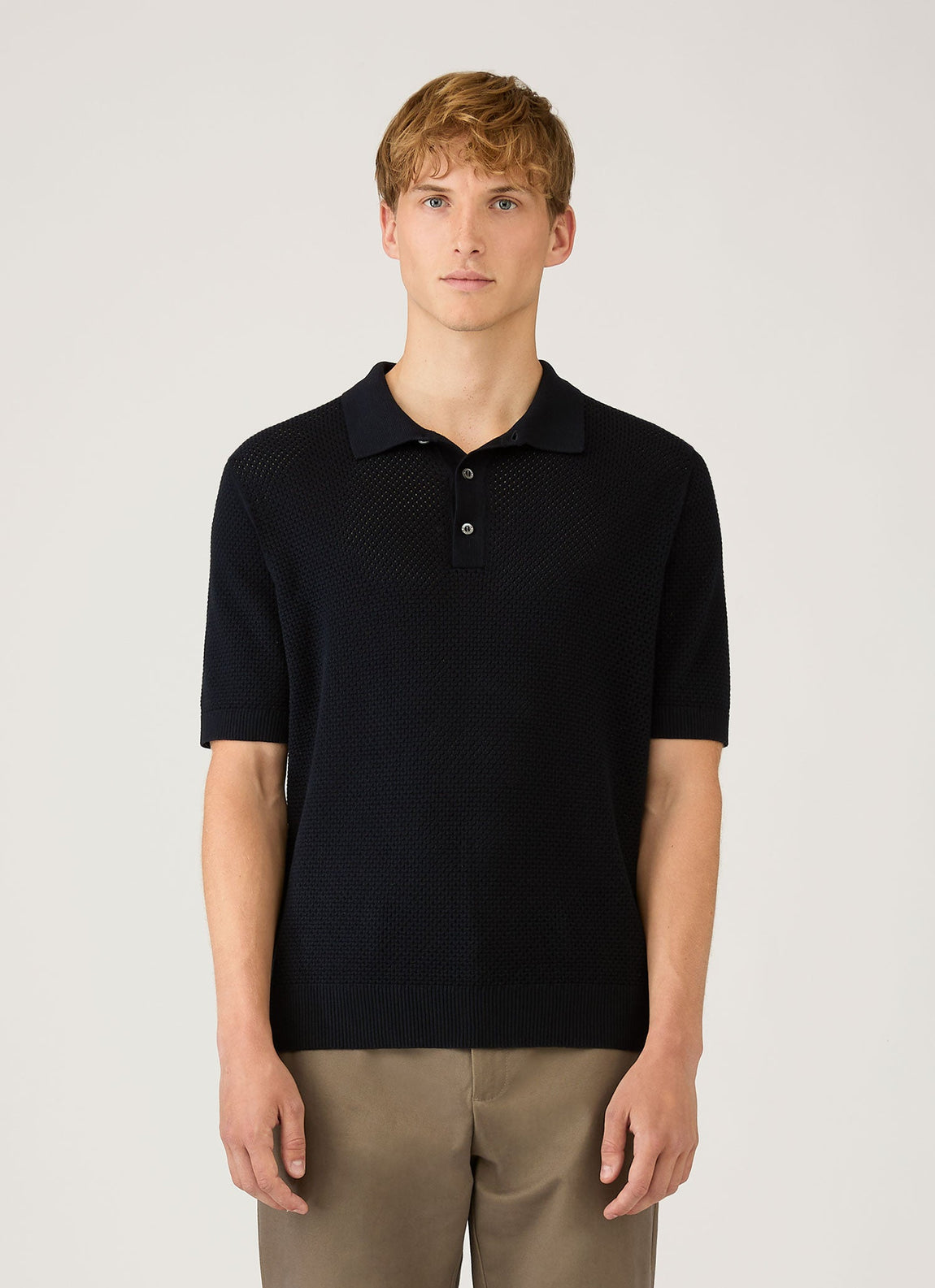 Men's Cotton Mesh Polo in Navy