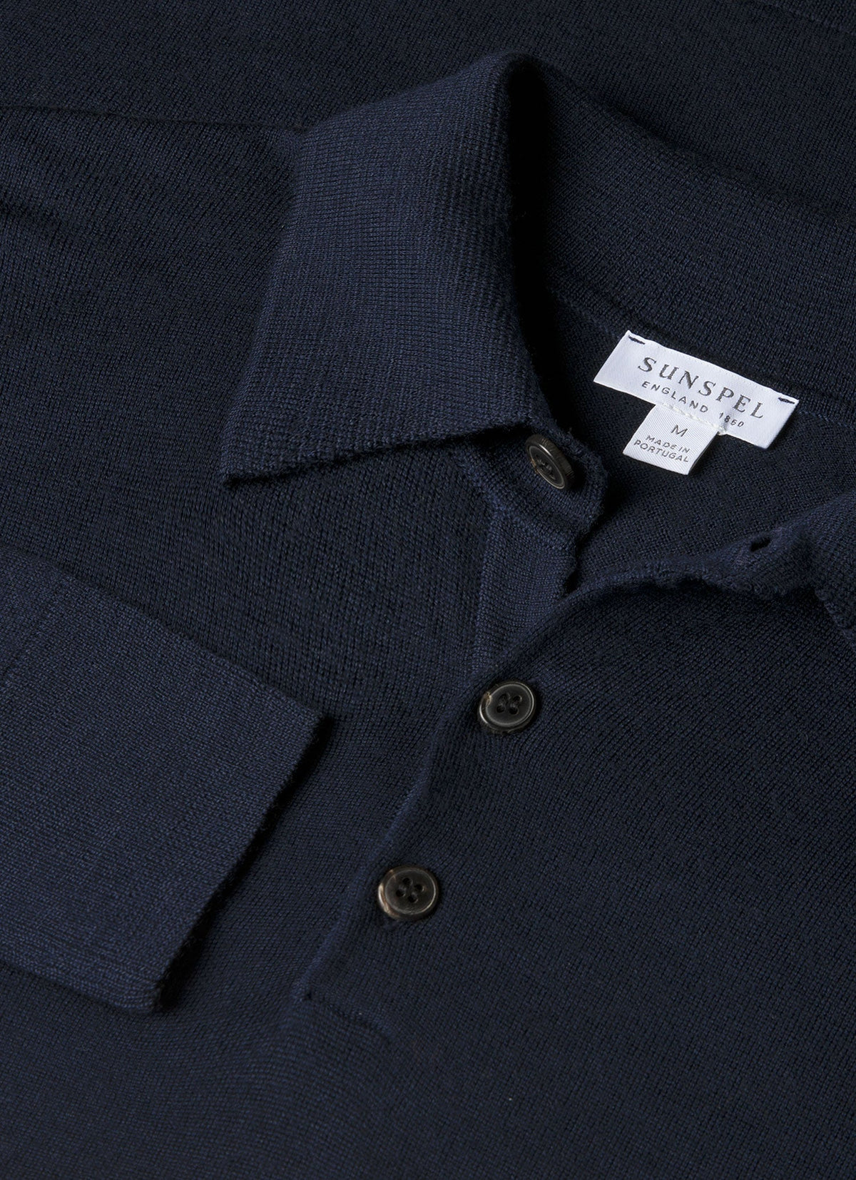 Men's Extra-Fine Merino Knitted Polo Shirt in Navy