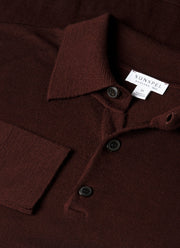 Men's Extra-Fine Merino Knitted Polo Shirt in Bakelite