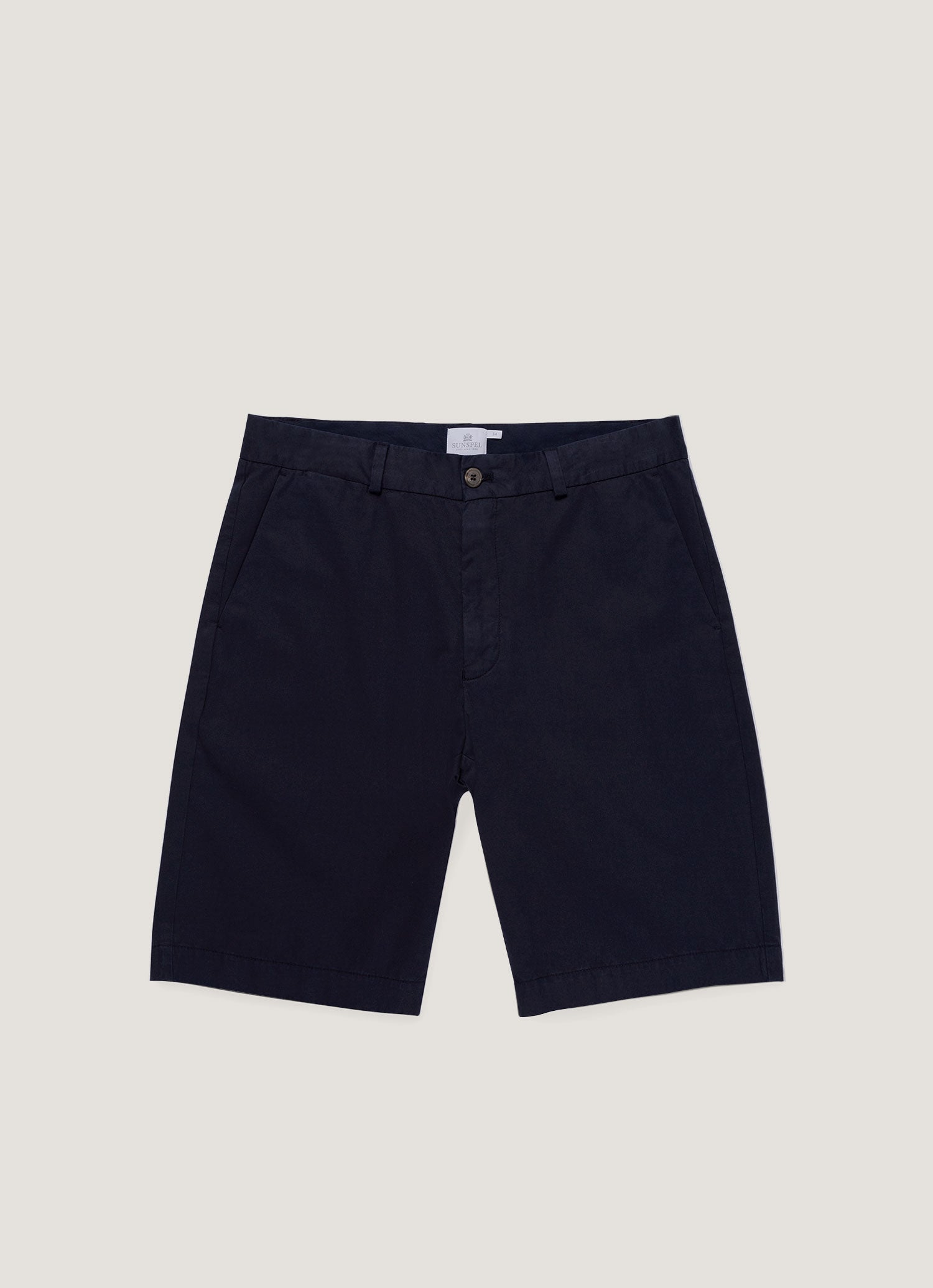 Men's Stretch Cotton Twill Chino Shorts in Navy | Sunspel