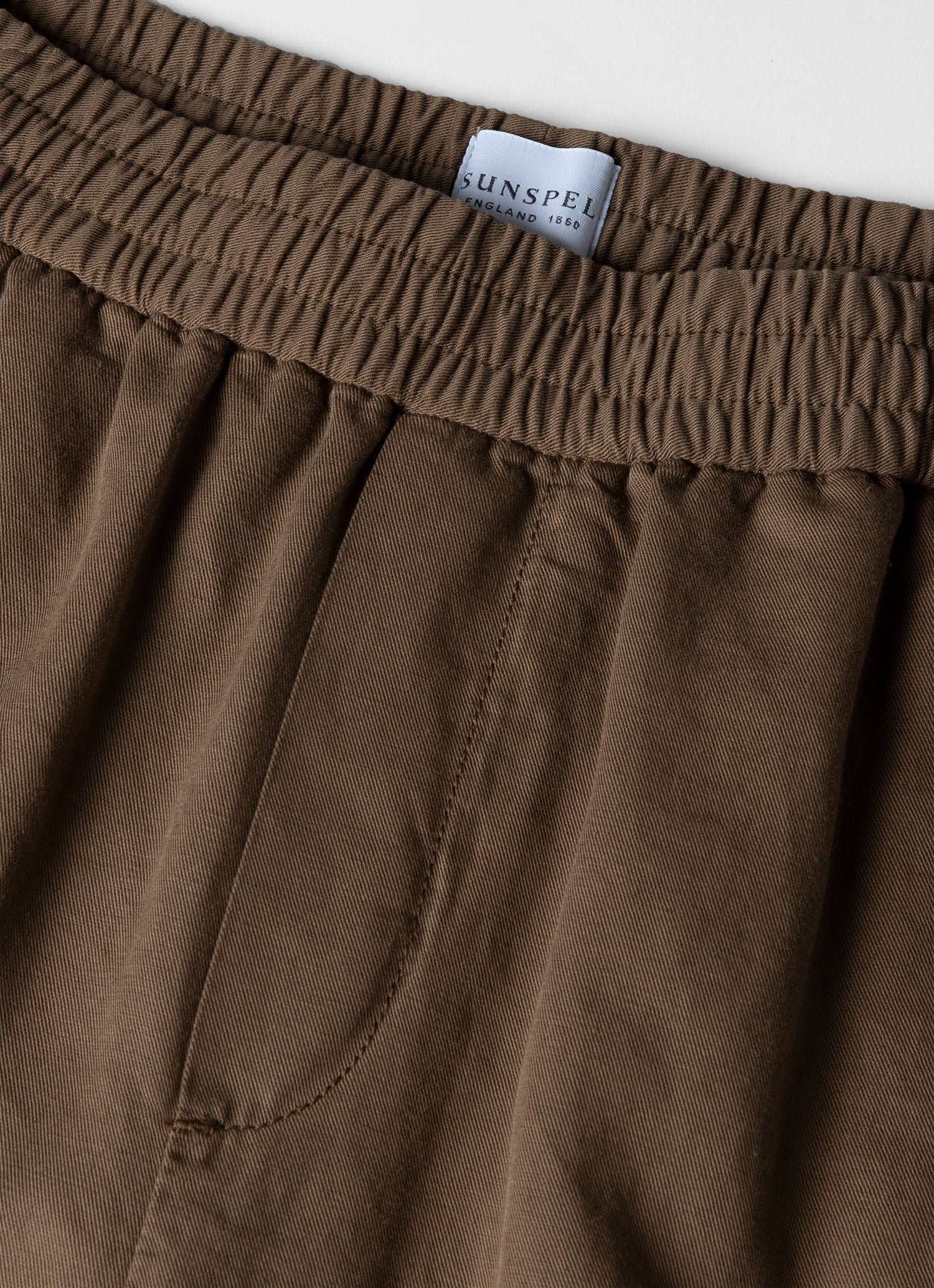 Men's Cotton Linen Drawstring Trouser in Dark Tan