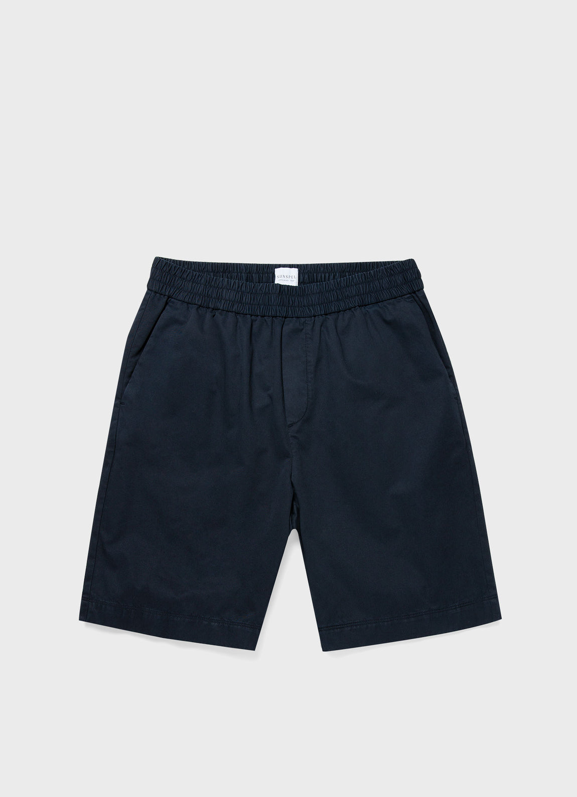 Men's Cotton Linen Drawstring Shorts in Navy | Sunspel