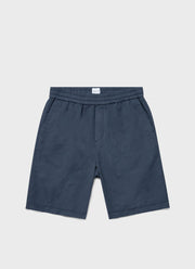 Men's Cotton Linen Drawstring Shorts in Shale Blue