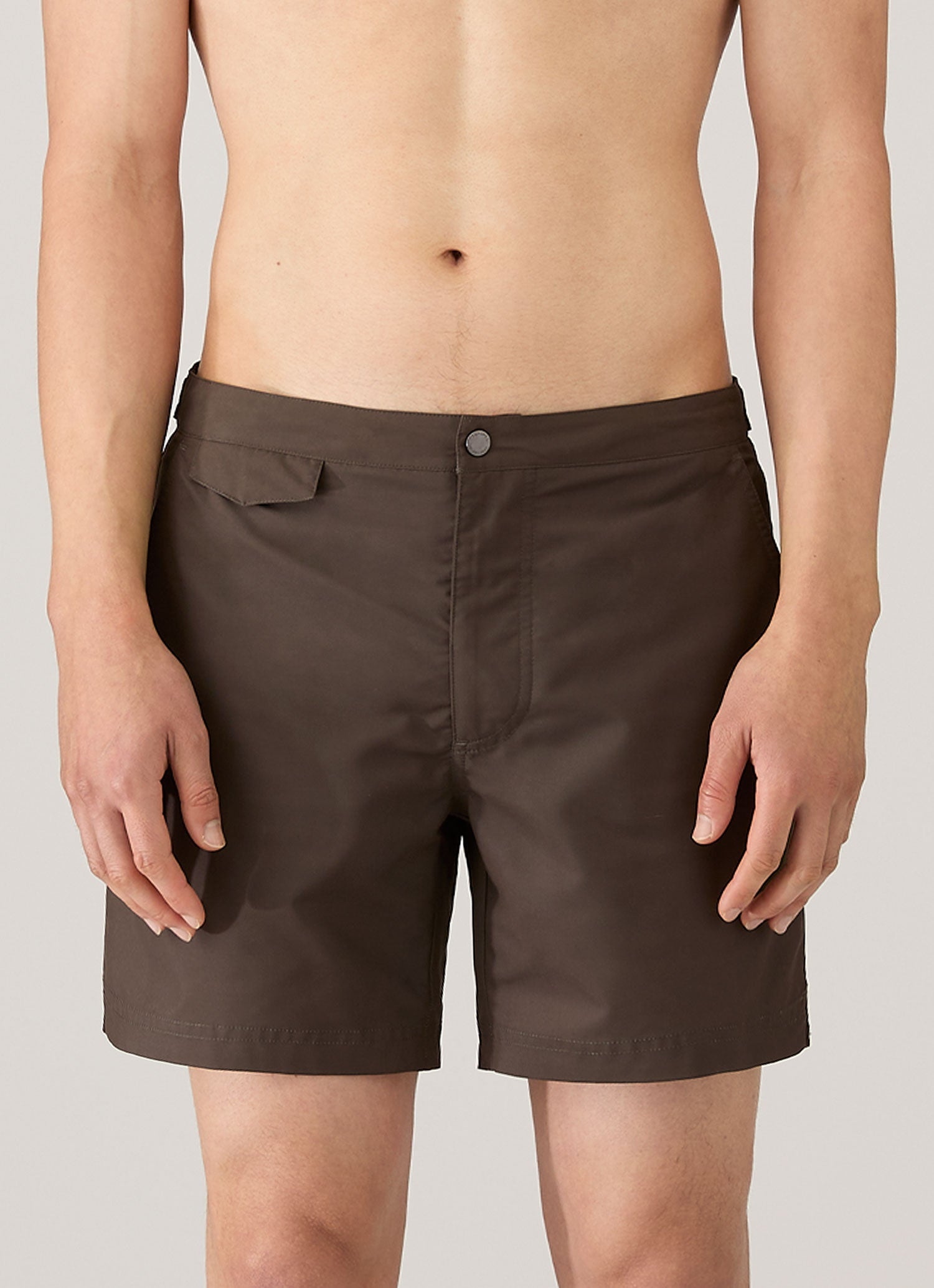 Men's Tailored Swim Shorts in Dark Walnut | Sunspel