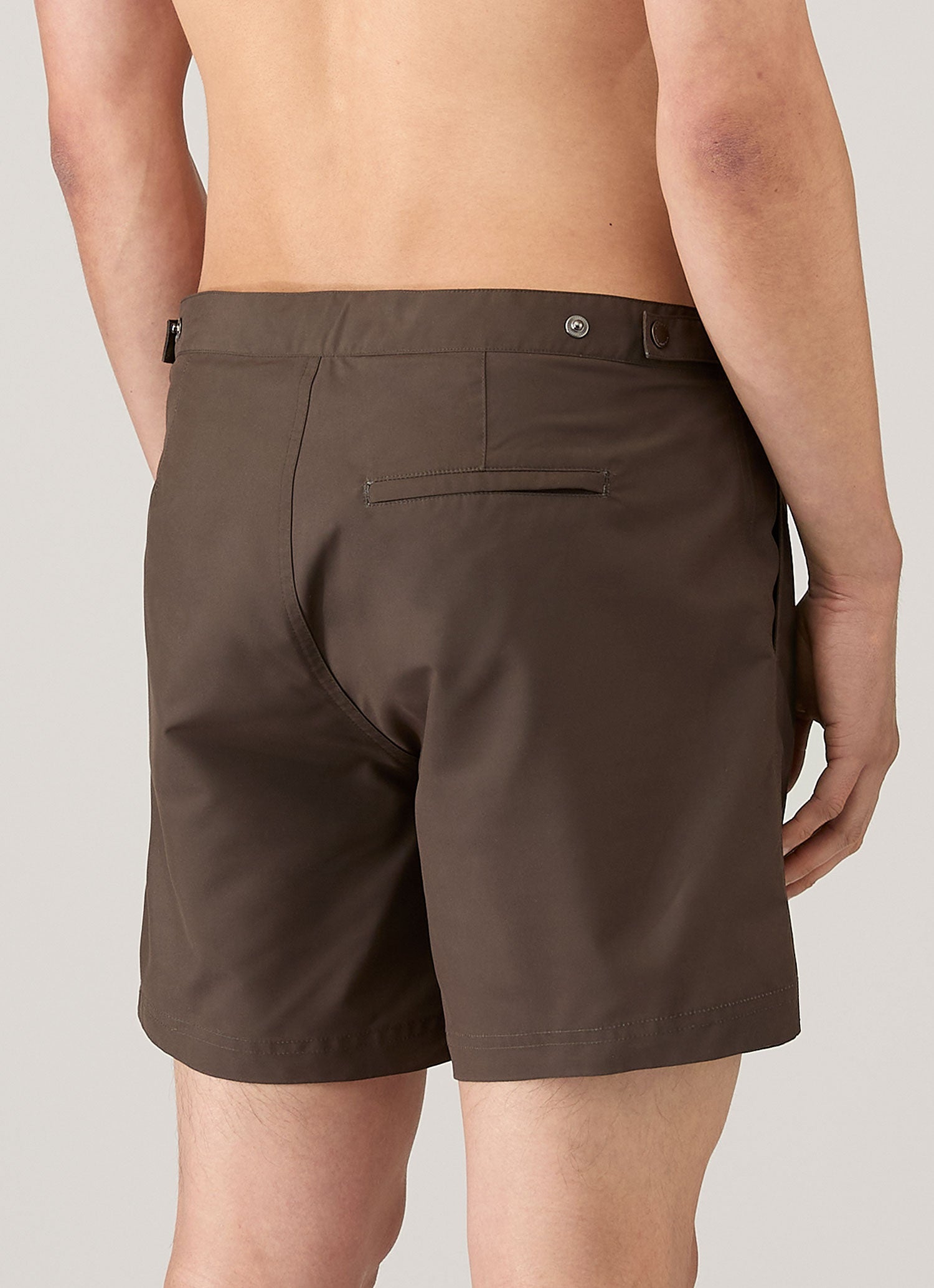 Men's Tailored Swim Shorts in Dark Walnut | Sunspel