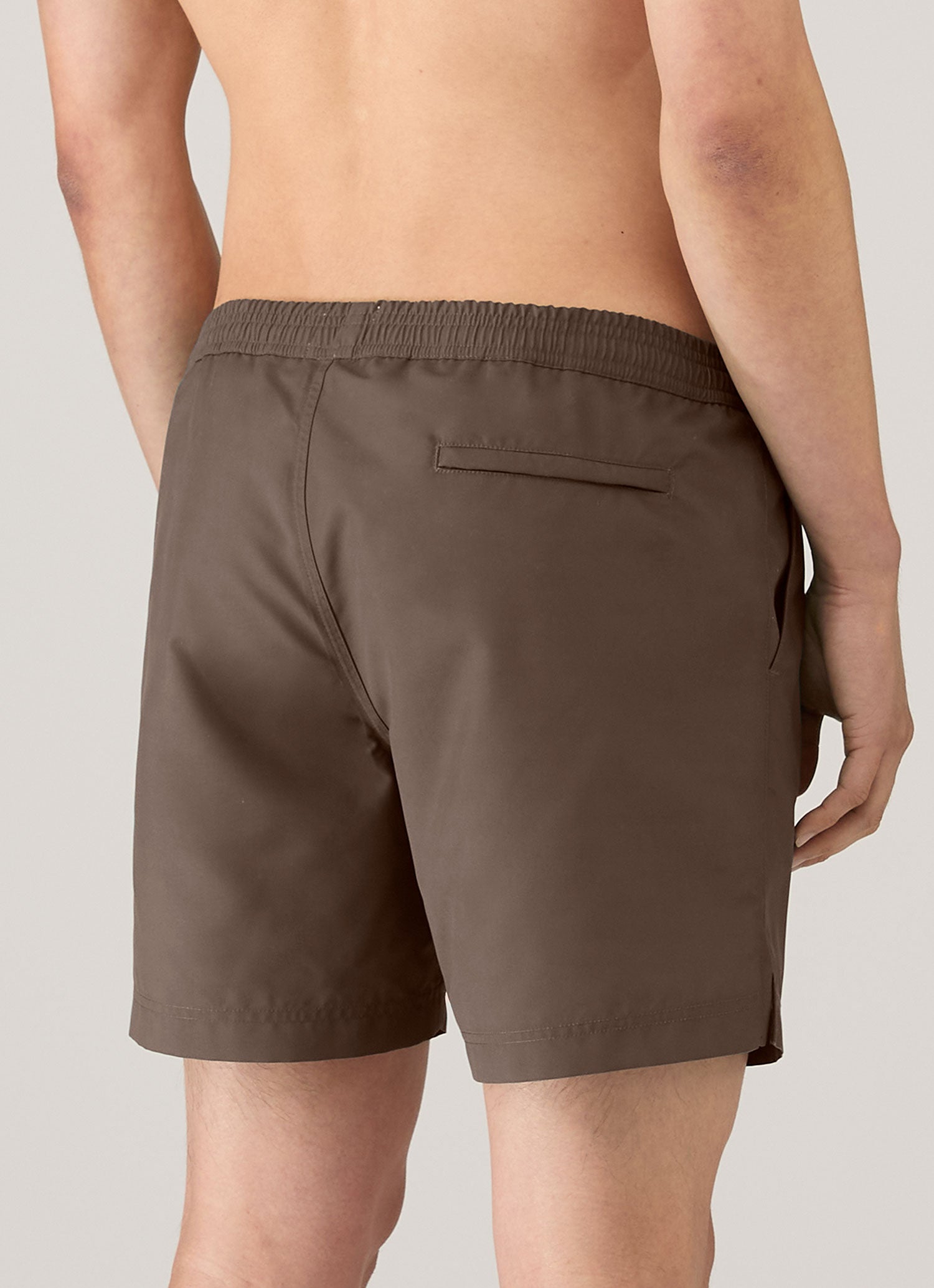 Men's Drawstring Swim Shorts in Dark Walnut | Sunspel