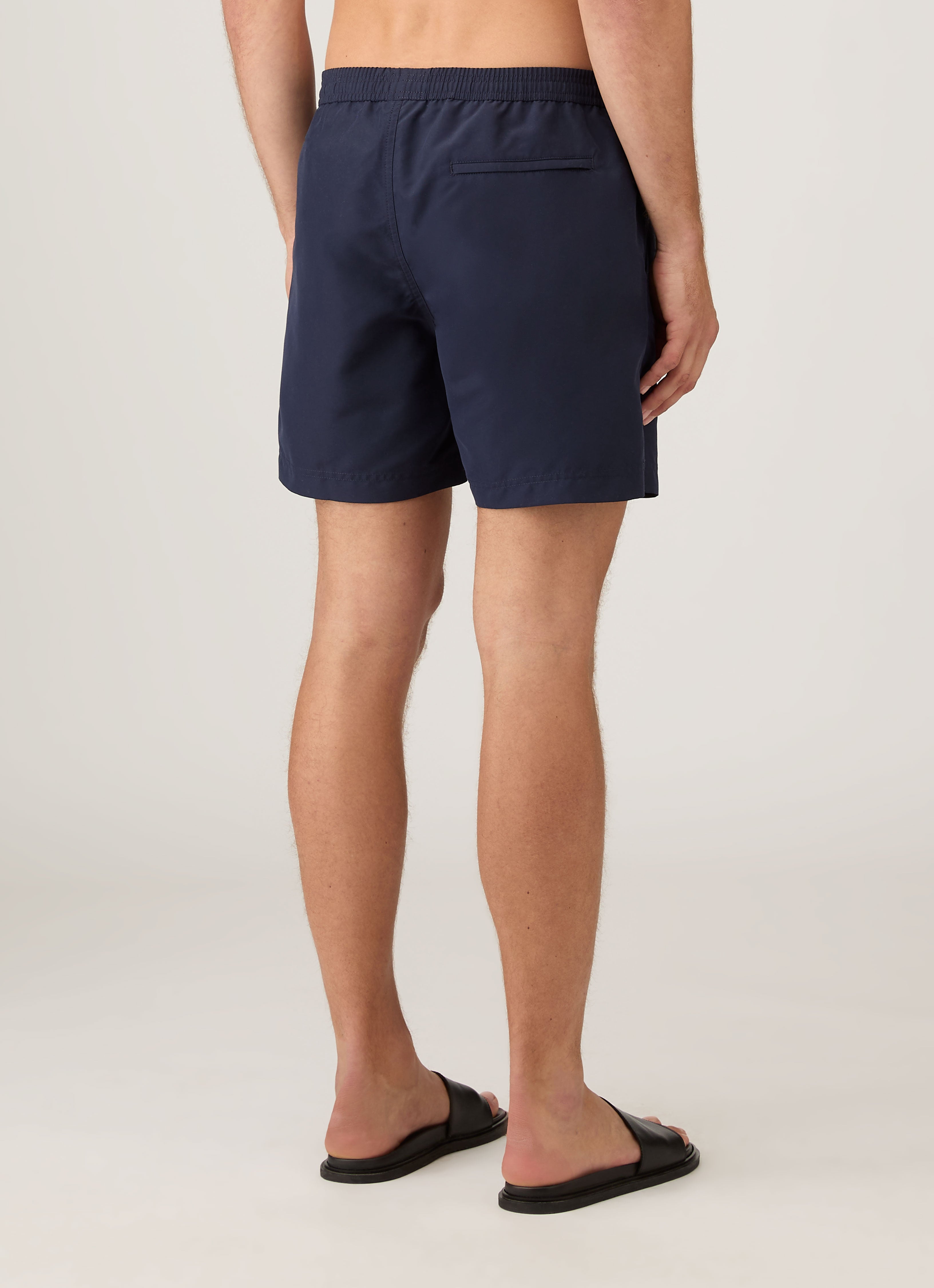 Men's Drawstring Swim Shorts in Navy | Sunspel