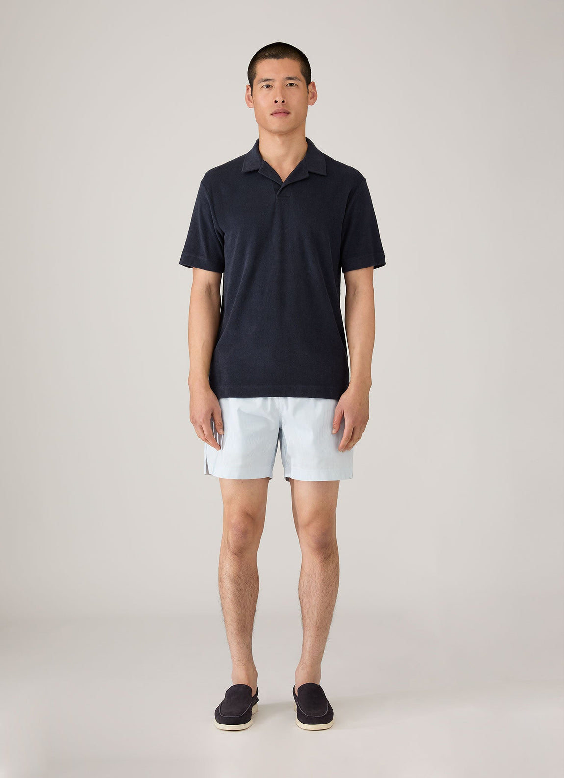 Men's Drawstring Swim Shorts in Sky Blue/White