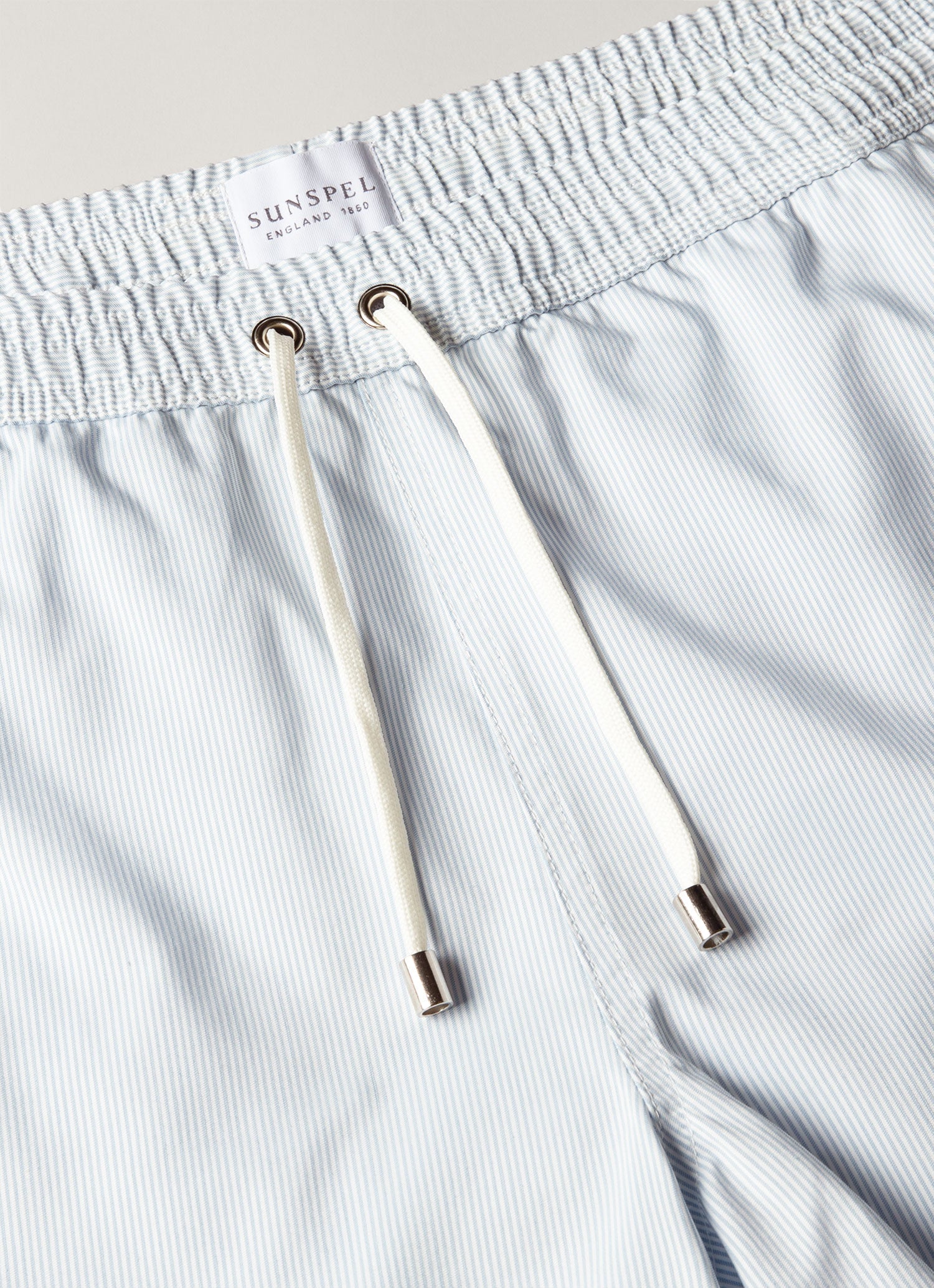 Men's Drawstring Swim Shorts in Sky Blue/White