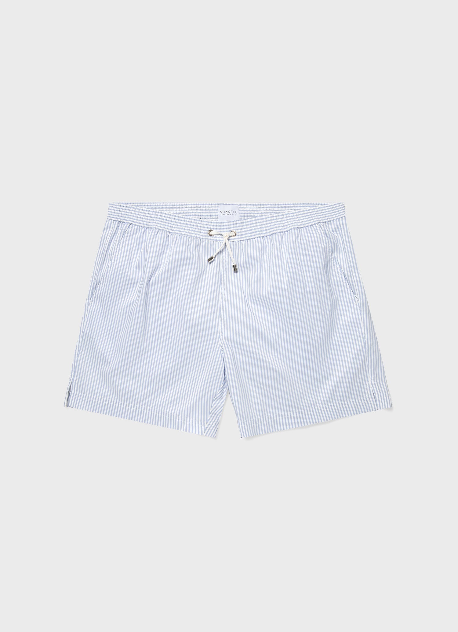 Men's Drawstring Swim Shorts in White/Cool Blue