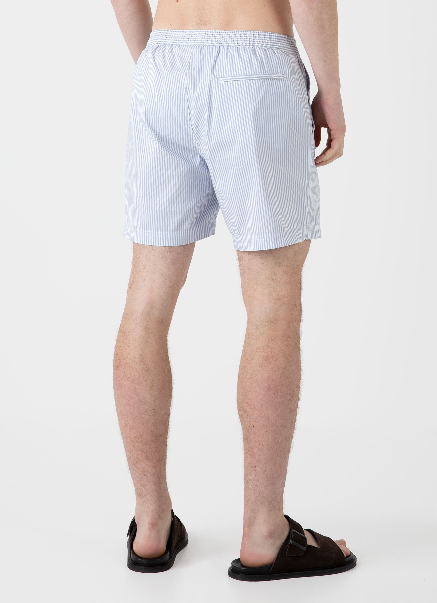 Men's Drawstring Swim Shorts in White/Cool Blue