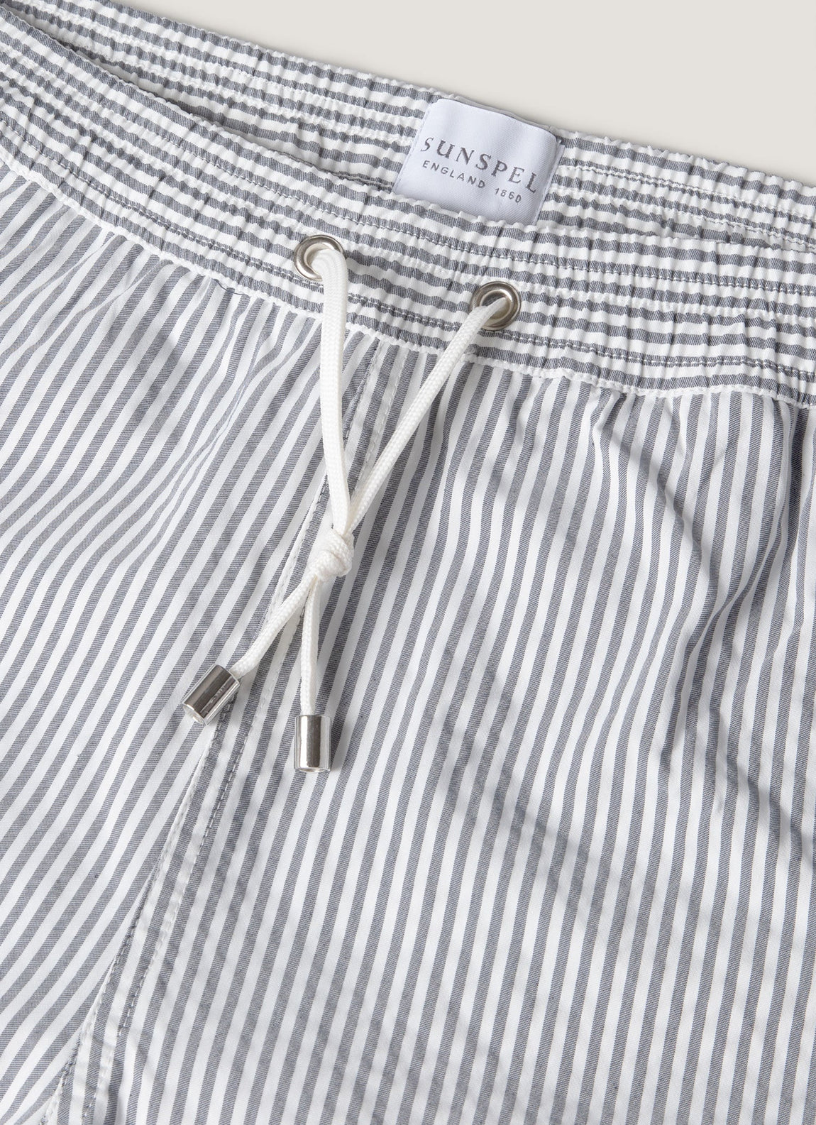 Men's Drawstring Swim Shorts in Navy/White