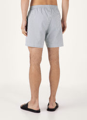 Men's Drawstring Swim Shorts in Navy/White