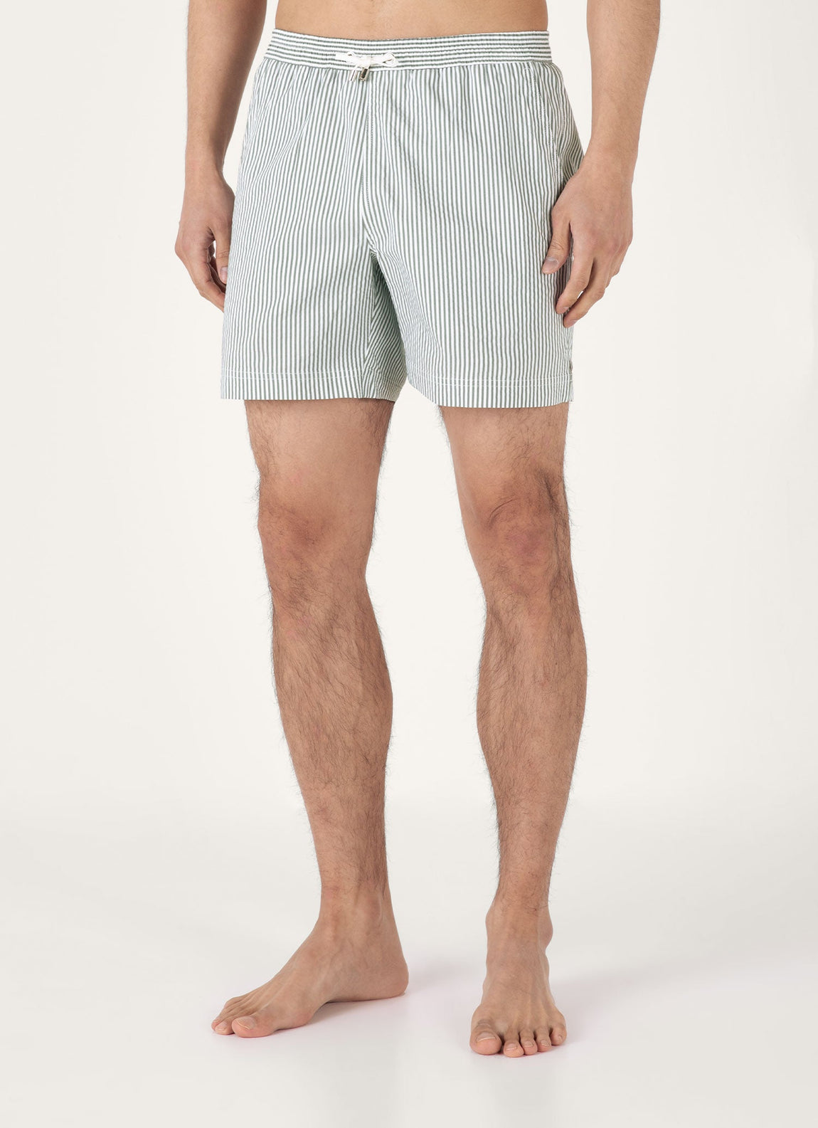 Men's Drawstring Swim Shorts in Dusk Green/White