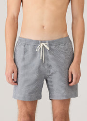 Men's Seersucker Swim Shorts in Navy/White