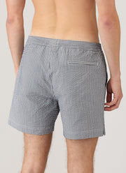 Men's Seersucker Swim Shorts in Navy/White
