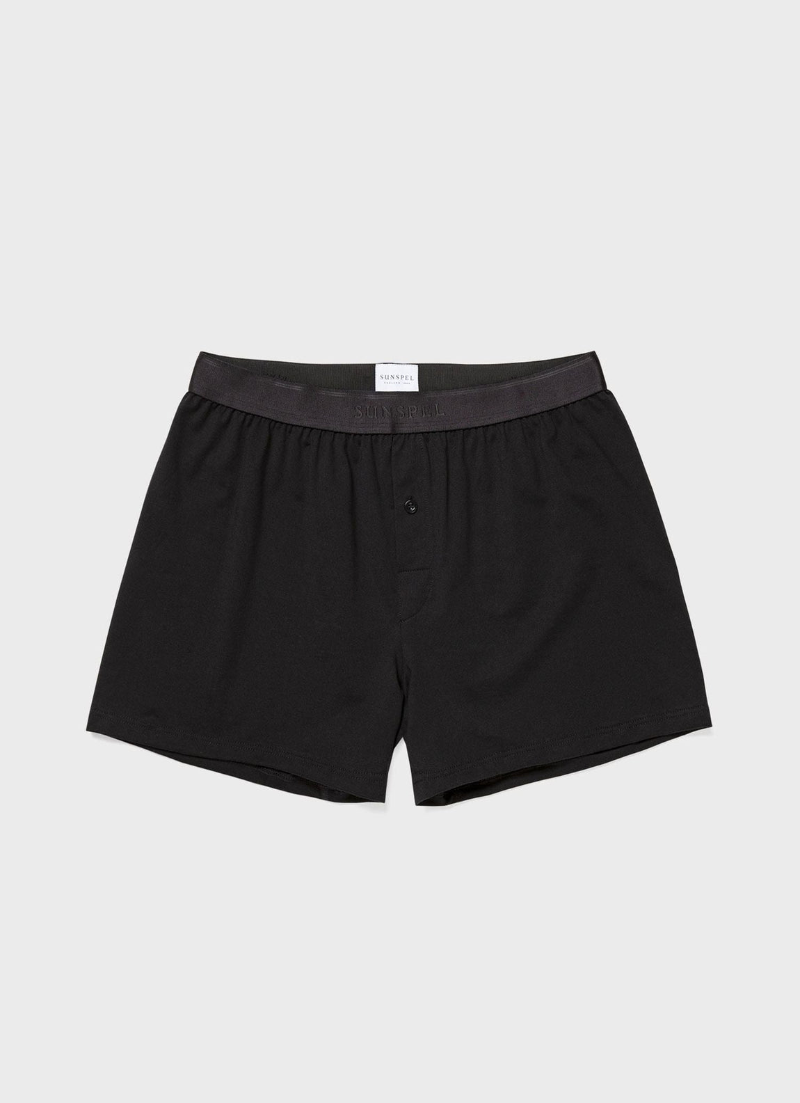 Men's Superfine Cotton One-Button Shorts in Black | Sunspel
