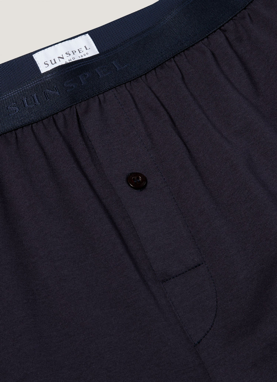 Men's Superfine Cotton One-Button Boxer Shorts in Navy
