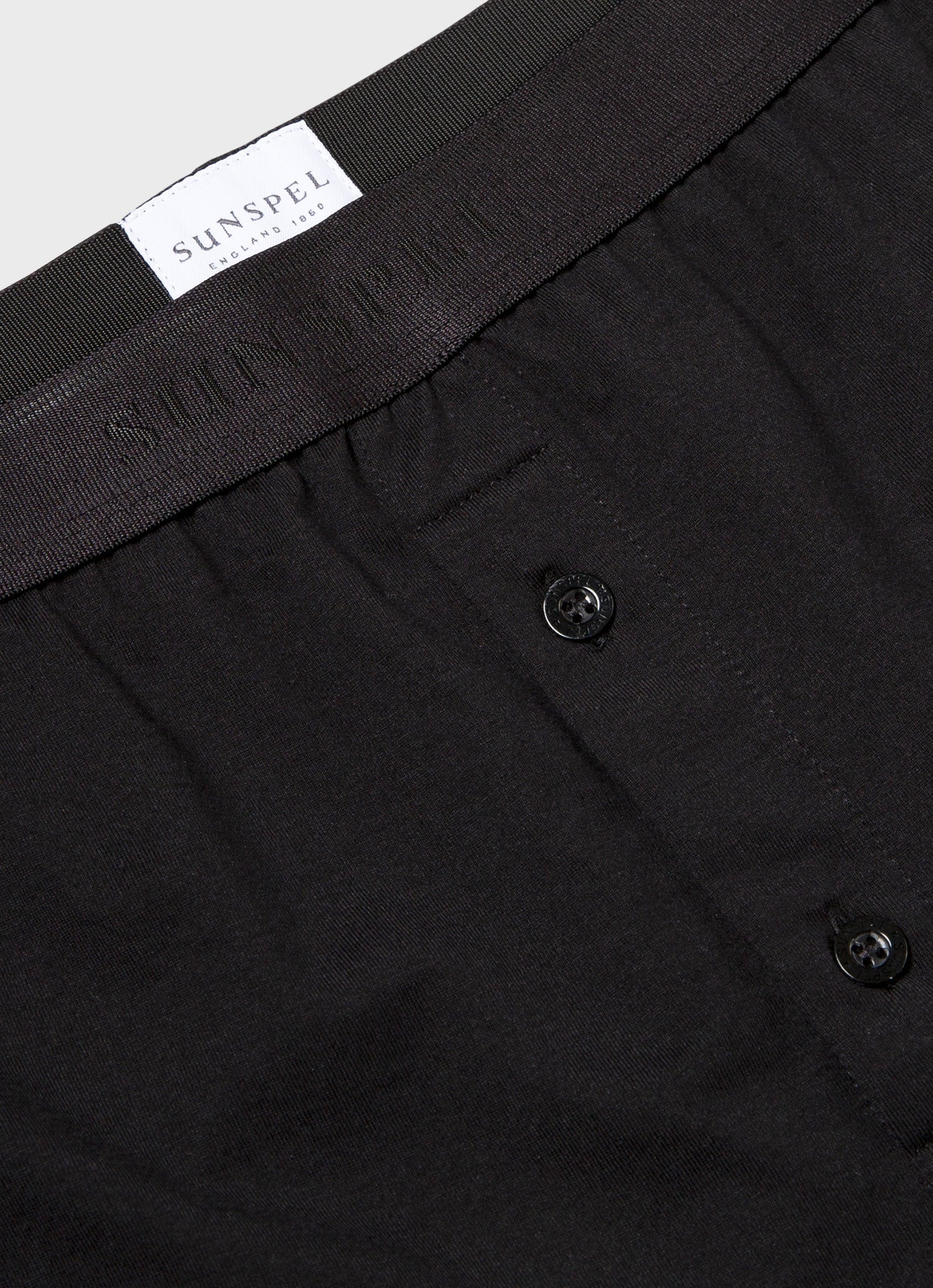 Men's Superfine Cotton Two-Button Shorts in Black