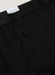 Men's Superfine Cotton Two-Button Boxer Briefs in Black