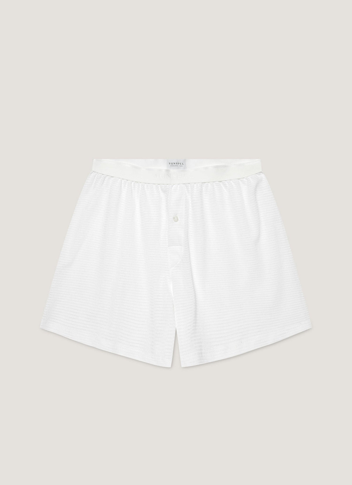Men's Cellular Cotton One-Button Boxer Short in White