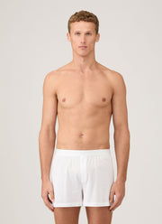 Men's Cellular Cotton One-Button Boxer Short in White