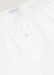 Men's Cellular Cotton One-Button Boxer Short in White