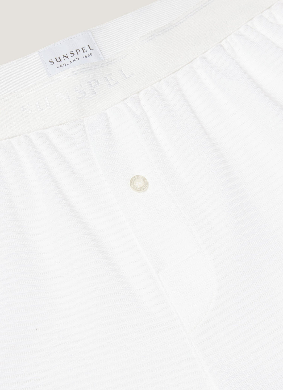 Men's Cellular Cotton One-Button Boxer Short in White