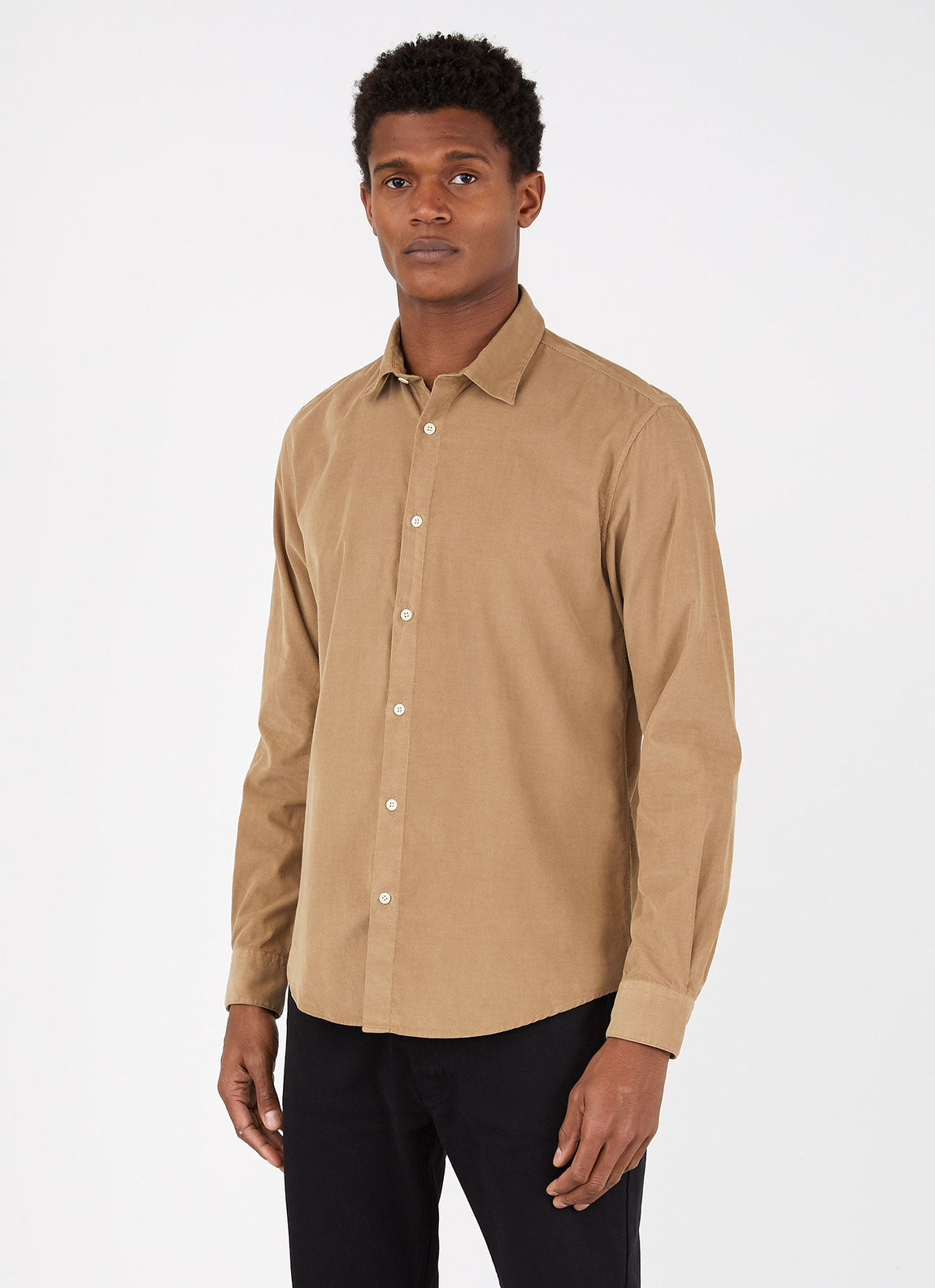 Men's Fine Cord Shirt in Stone