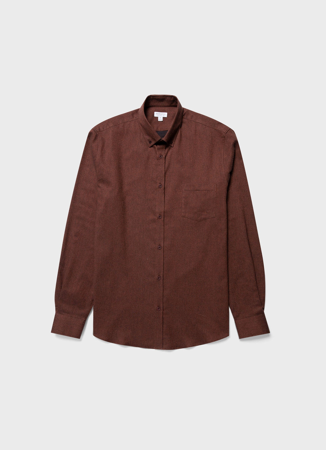 Men's Button Down Flannel Shirt in Pecan Melange