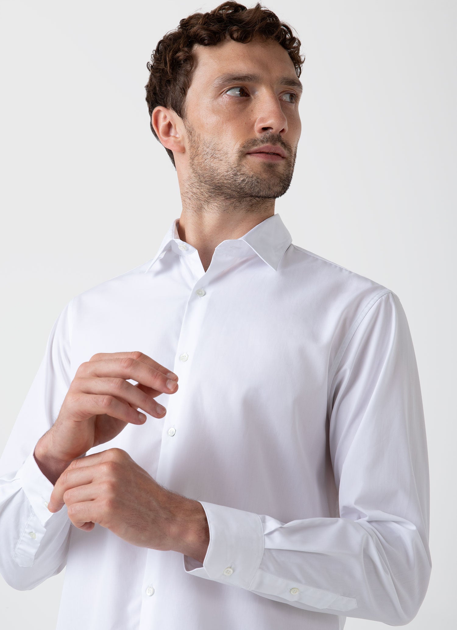 Men's Sea Island Cotton Shirt in White | Sunspel