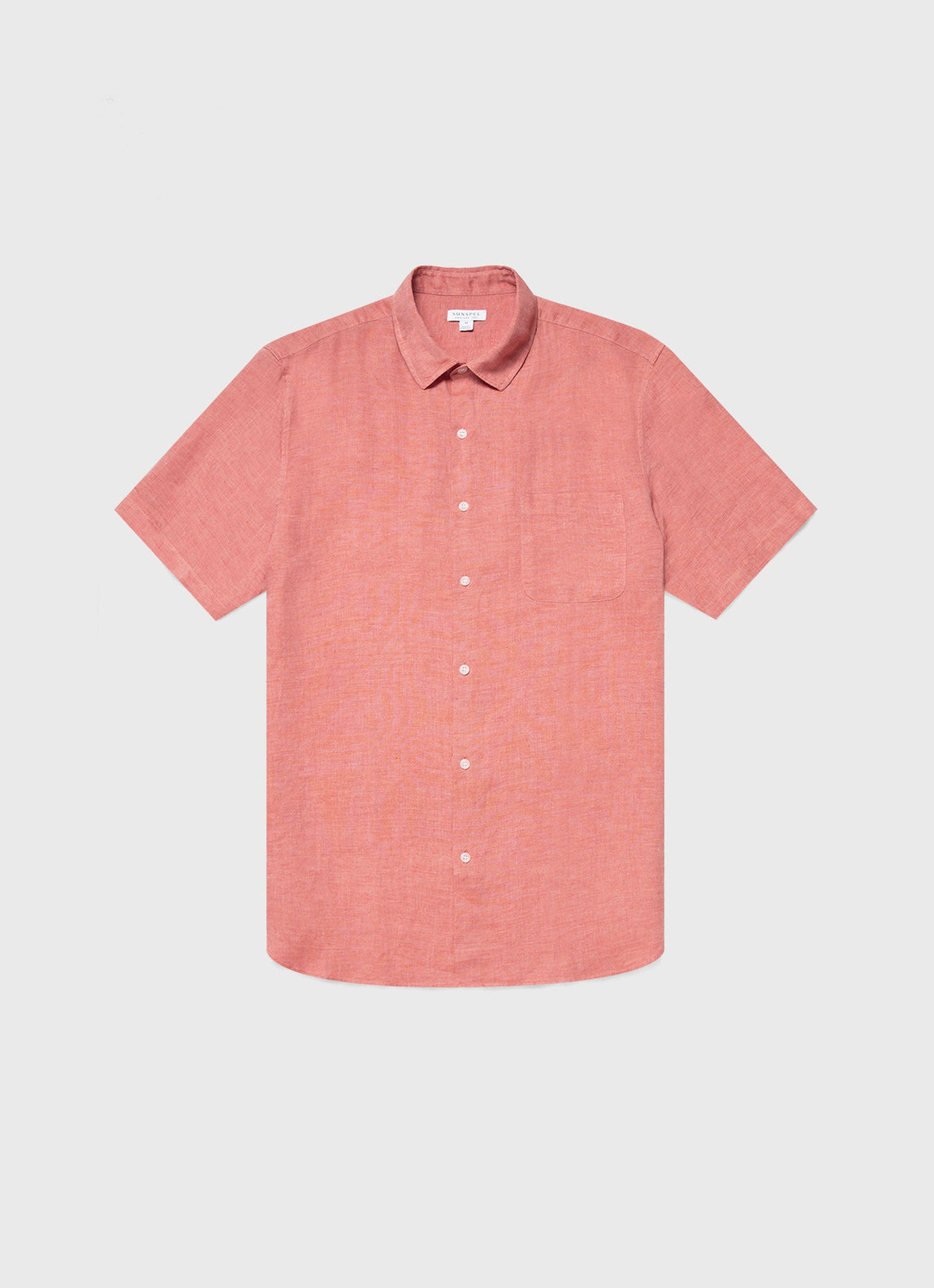 Men's Short Sleeve Linen Shirt in Burnt Sienna