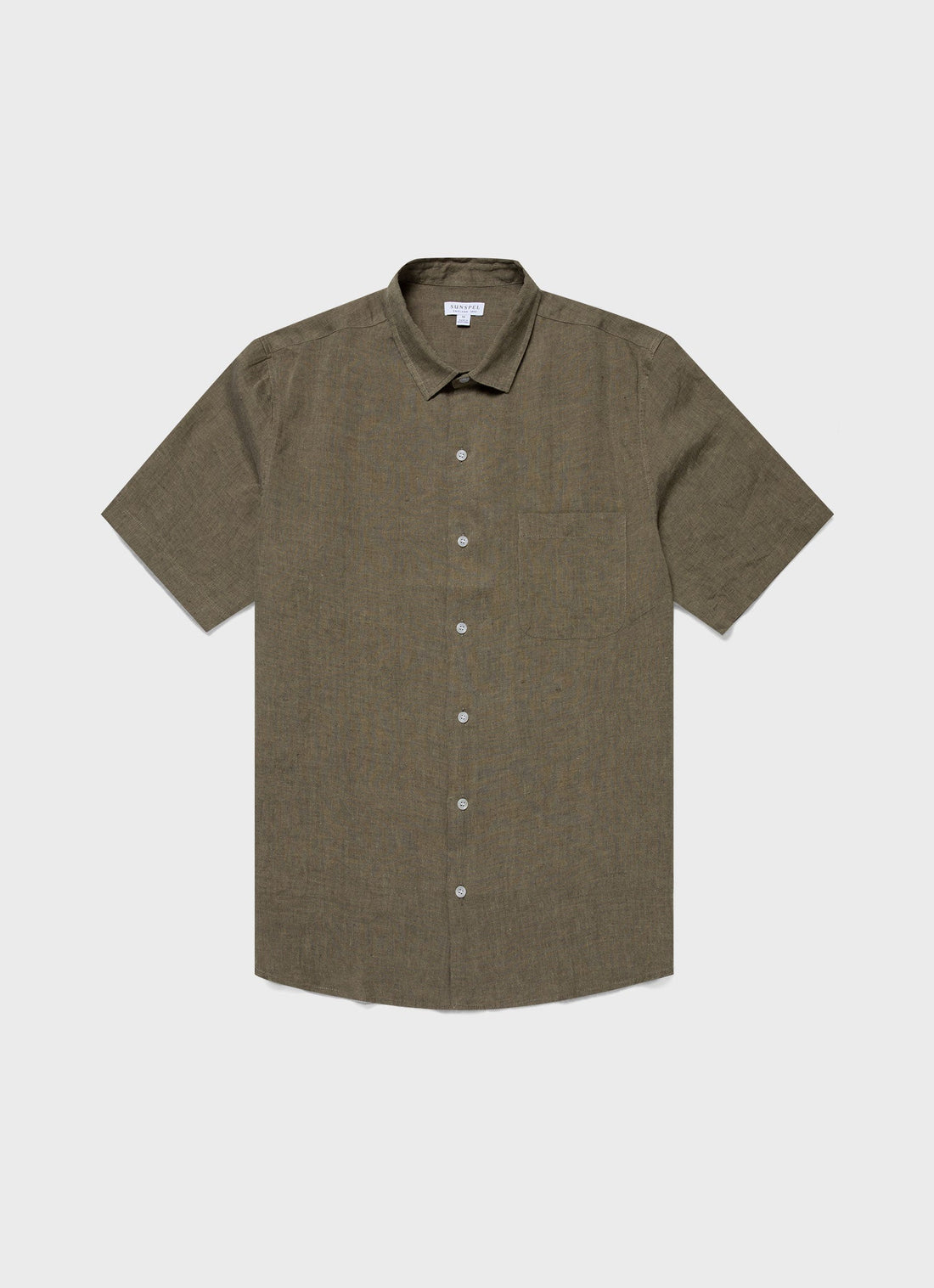 Men's Short Sleeve Linen Shirt in Khaki