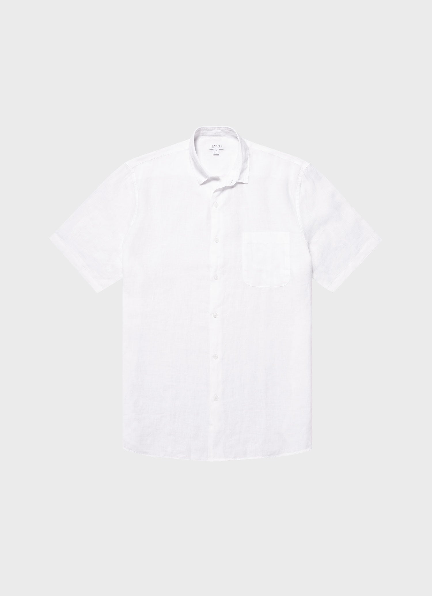 Men's Short Sleeve Linen Shirt in White | Sunspel