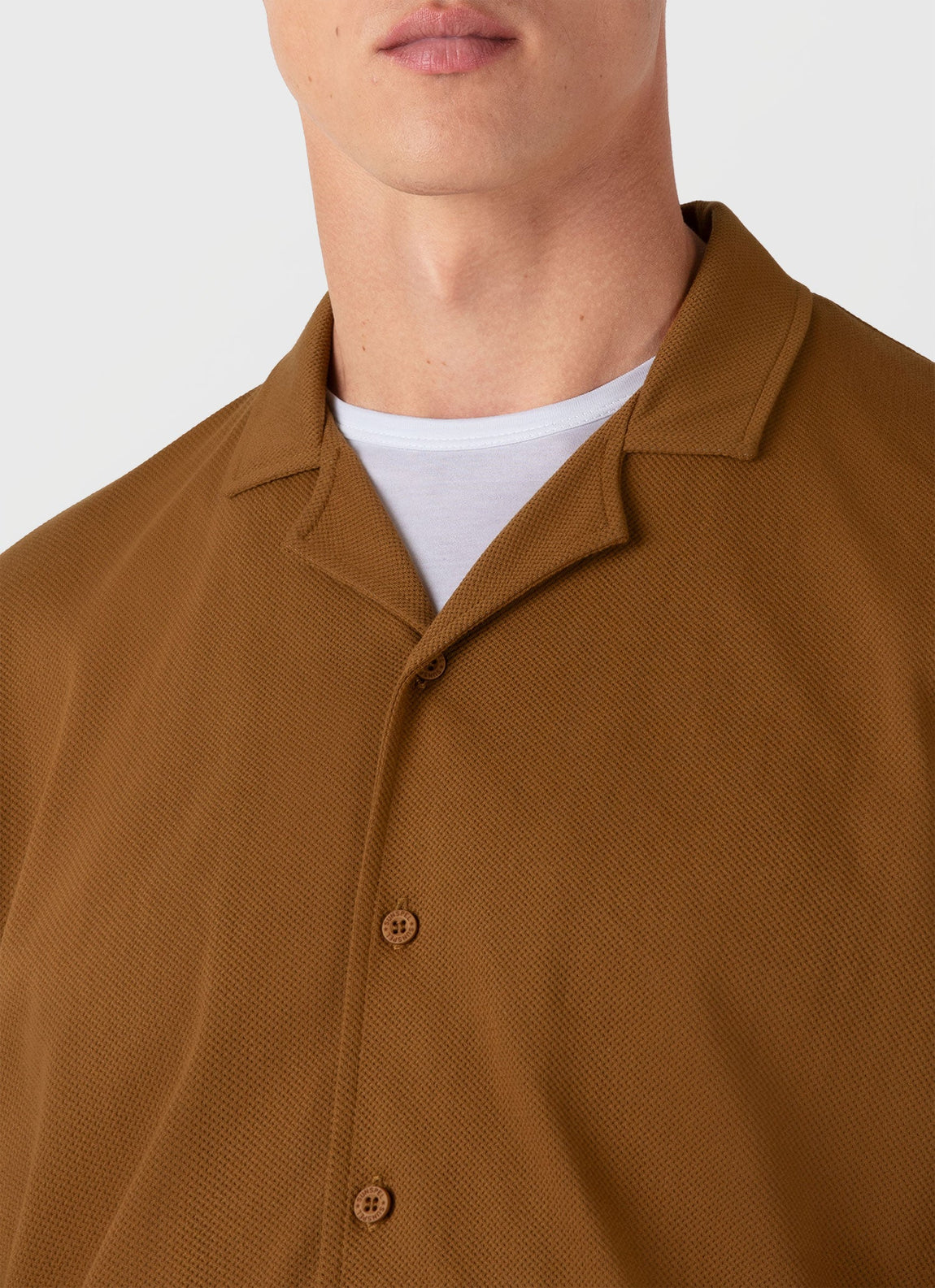 Men's Riviera Camp Collar Shirt in Golden Brown