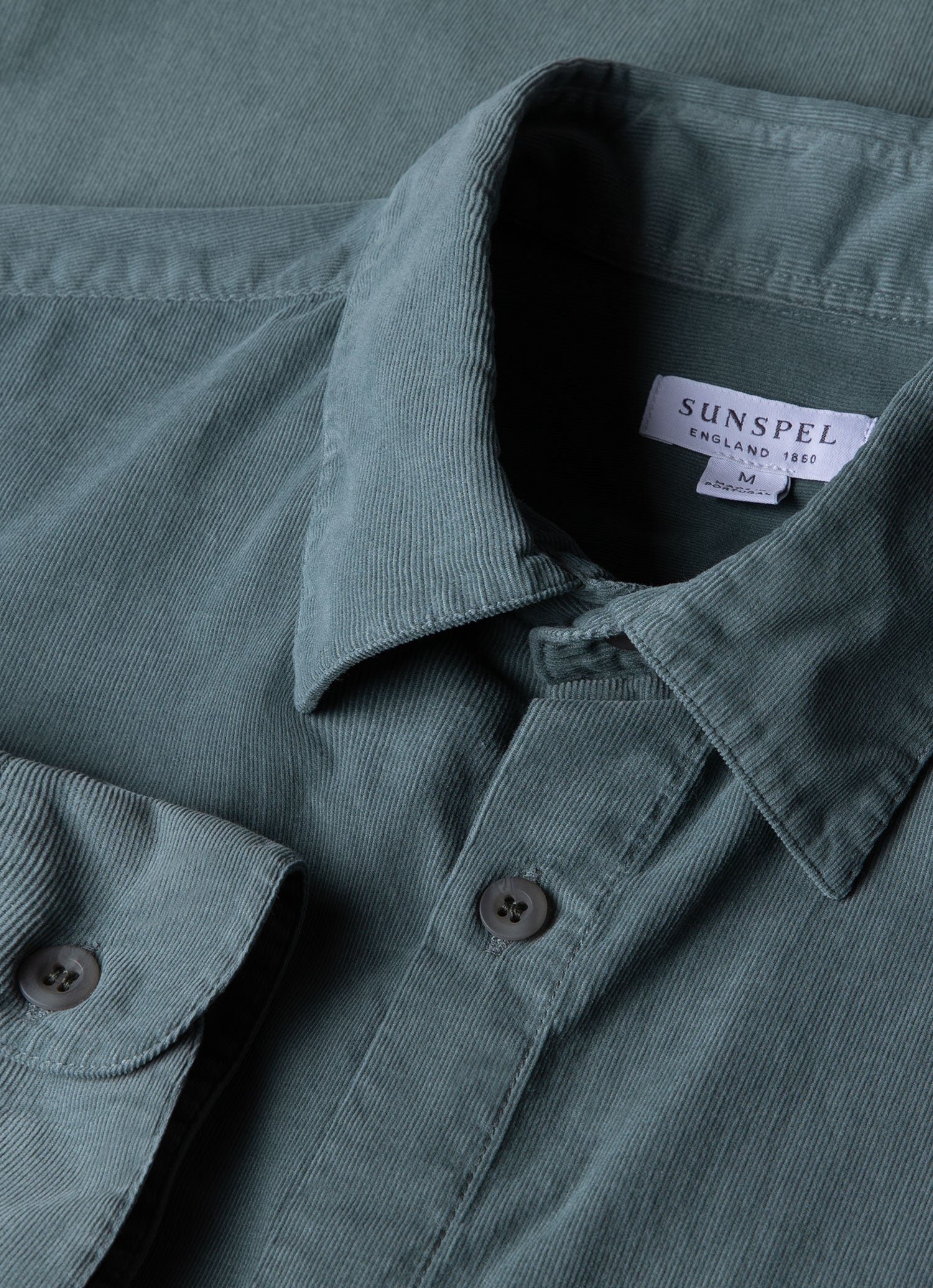 Men's Fine Cord Shirt in Smoke Green