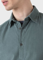 Men's Fine Cord Shirt in Smoke Green