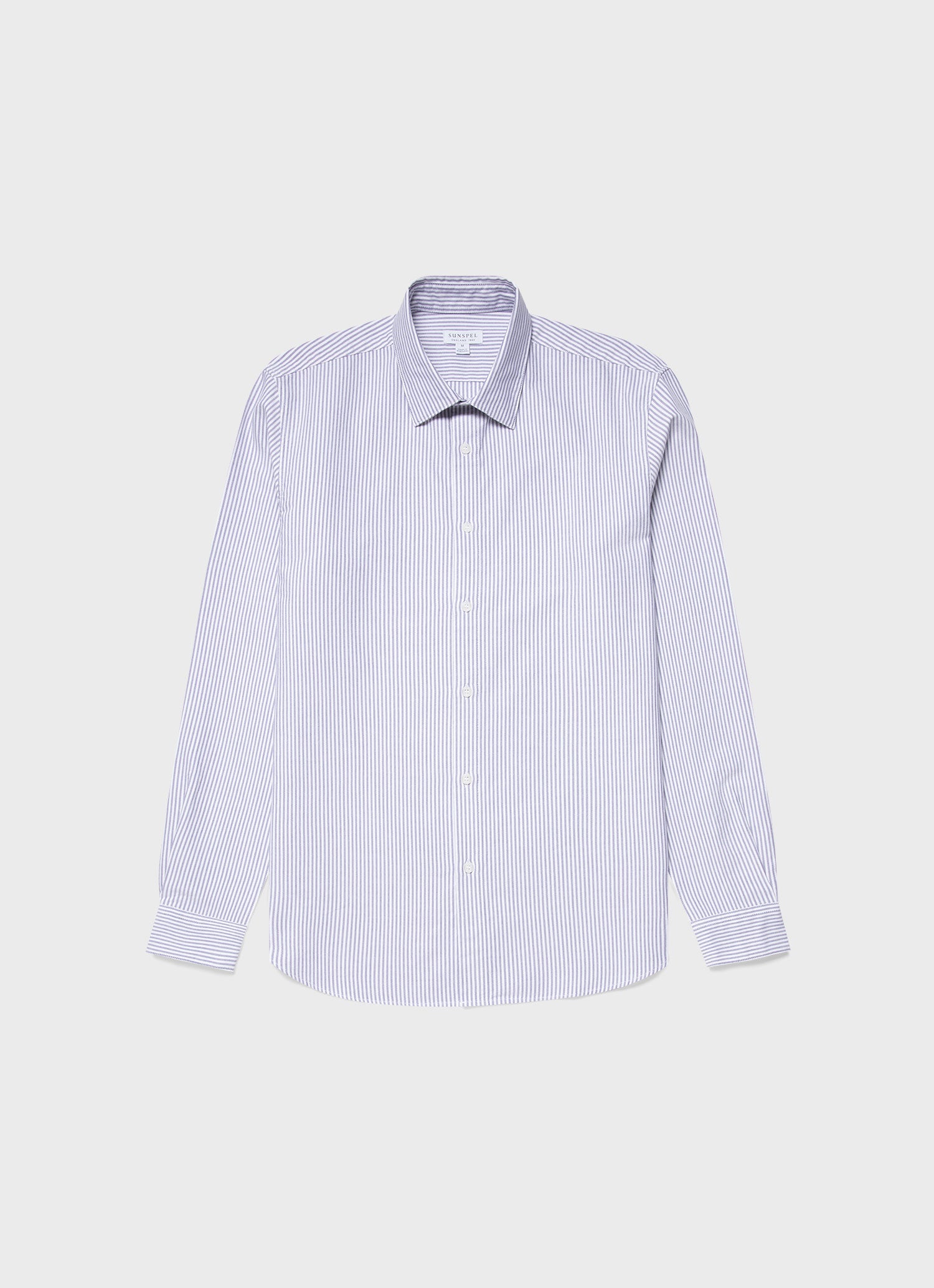 Men's Oxford Shirt in White/Navy Oxford Stripe | Sunspel