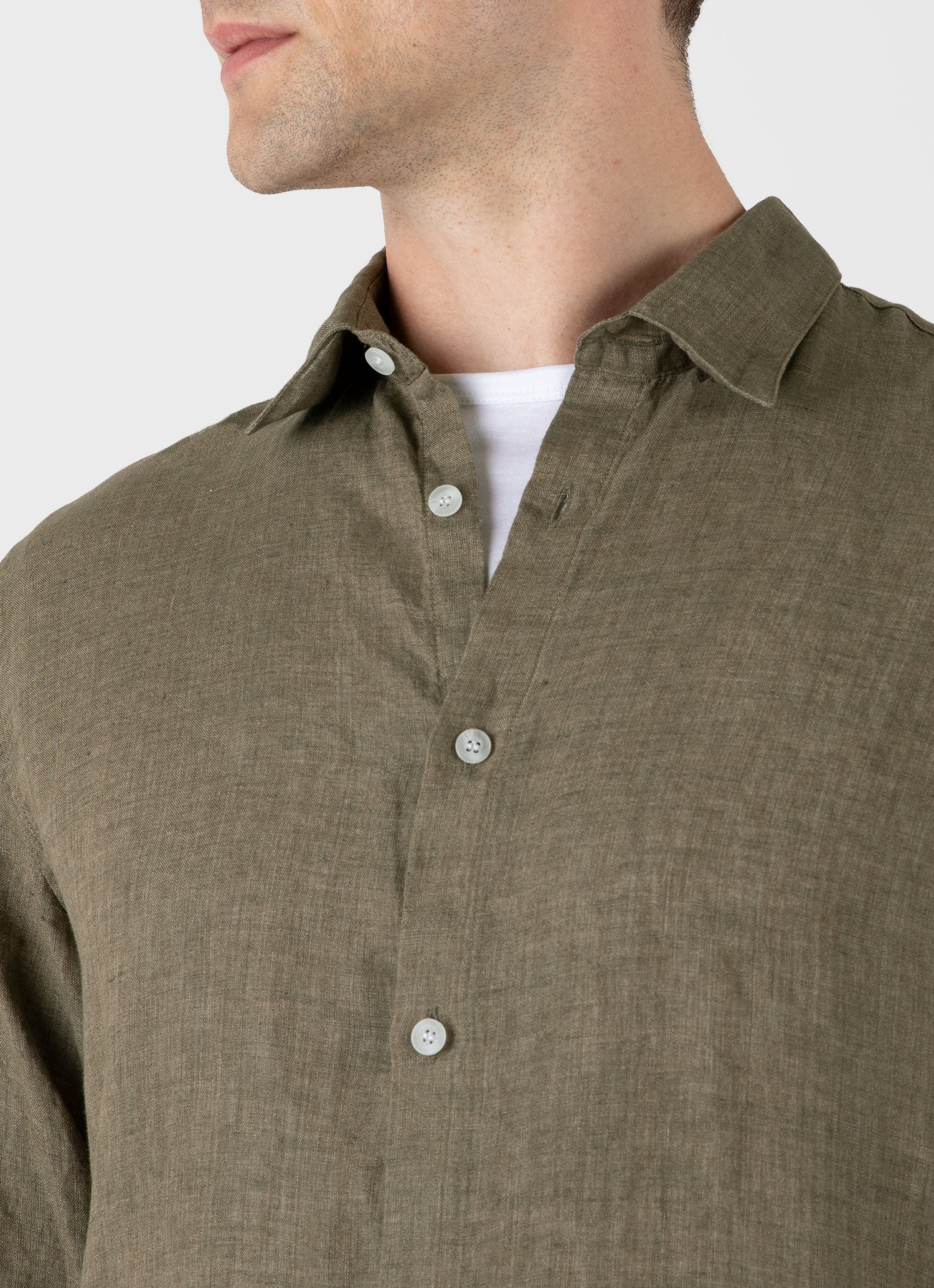 Men's Linen Shirt in Khaki | Sunspel