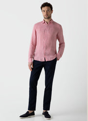 Men's Linen Shirt in Shell Pink
